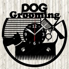 Vinyl Record Dog Grooming Salon Clock 