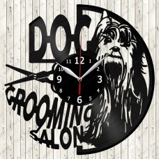 Vinyl Record Dog Grooming Salon Clock 