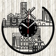 Amsterdam  City Skyline Vinyl Record Clock 