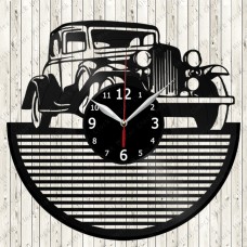 Vinyl Record Clock Retro Car Shape